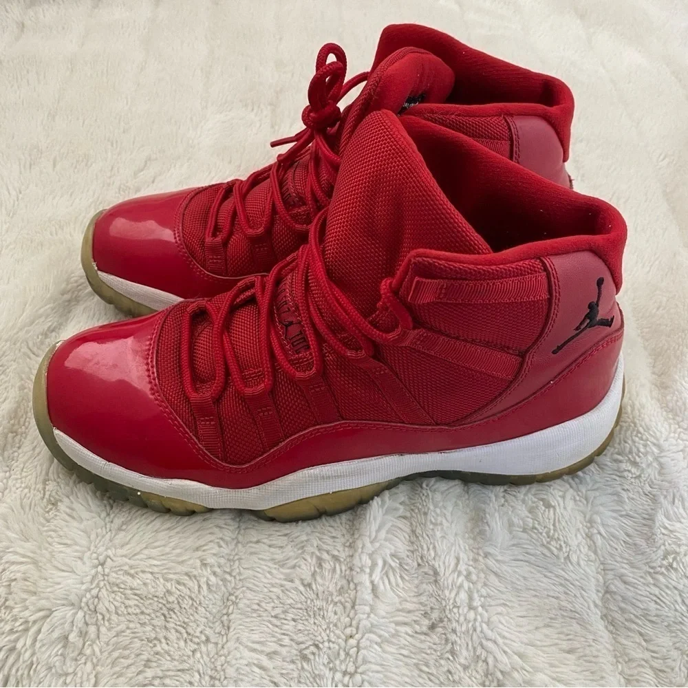 Air Jordan 11 Retro ‘Win Like 96’ Red High-Top Sneakers Basketball Size 6.5Y